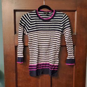 J Crew black and white striped wool sweater